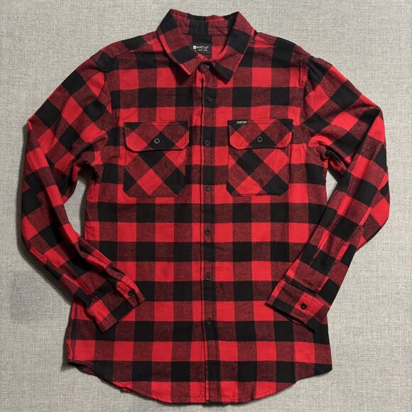 Matix Red & Black Plaid Flannel Shirt Sizes S,M,L,XL - Picture 8 of 14
